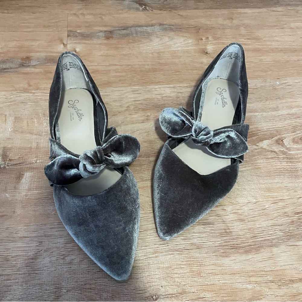 Seychelles Clara Velvet Bow Knot Pointed Toe Ballet Flats Olive Green US 10 - Picture 3 of 10